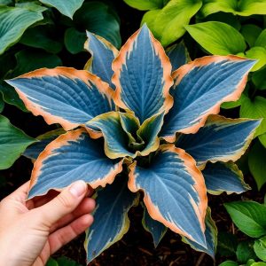 Хоста Океан Вью купить по цене от 960р. в интернет-магазине «Посадика» с доставкой почтой в в Иннополисе и по всей России – [изображение №1].